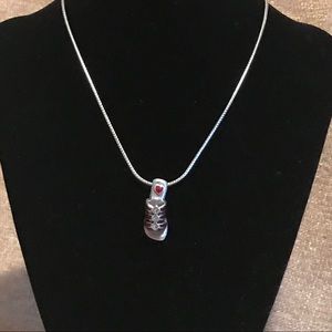 Brighton Silver and Red Shoe Charm Necklace